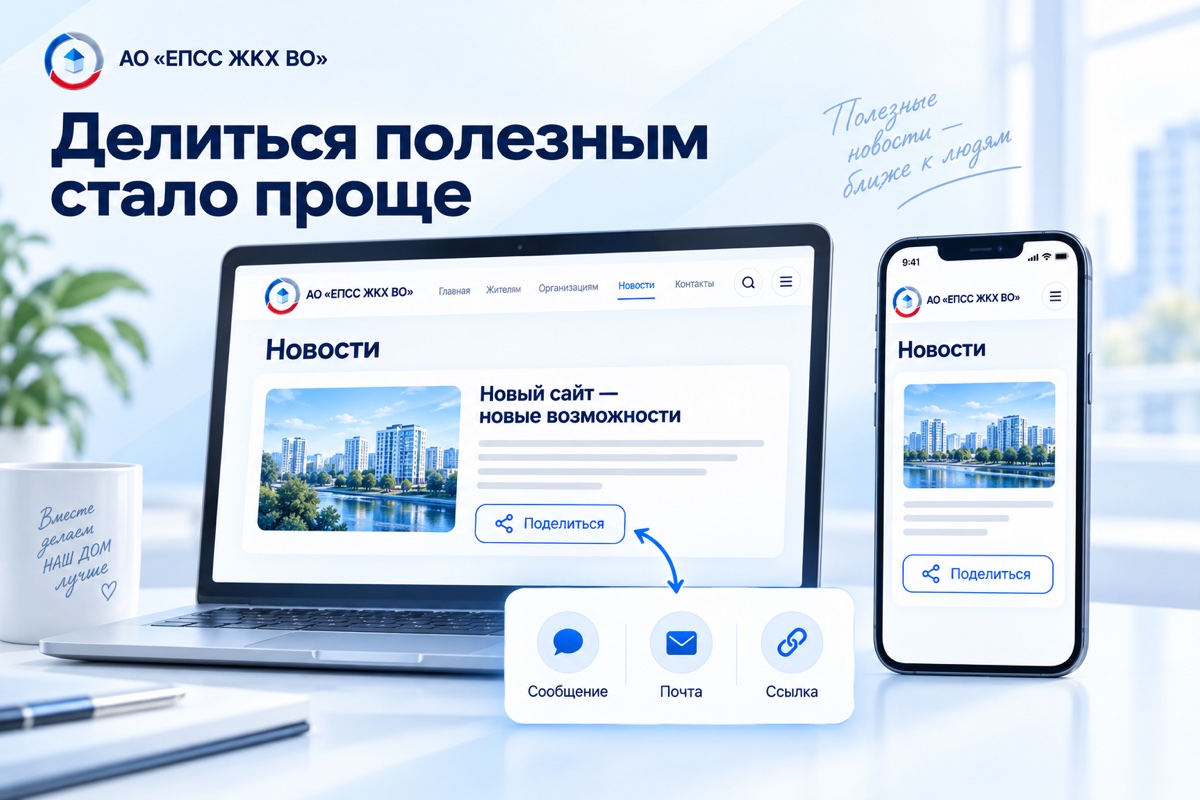 Делиться полезным стало проще: на сайте появилась кнопка «Поделиться»